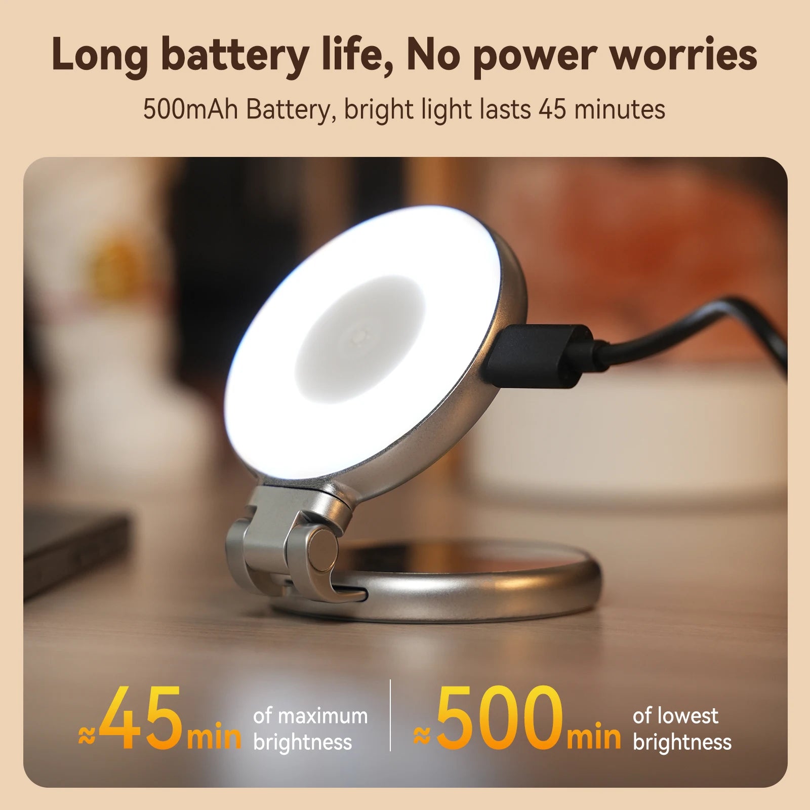 Mini Magnetic Fill Light for Smartphones - 3 Adjustable Brightness Modes for iPhone, Xiaomi, Huawei, and Samsung