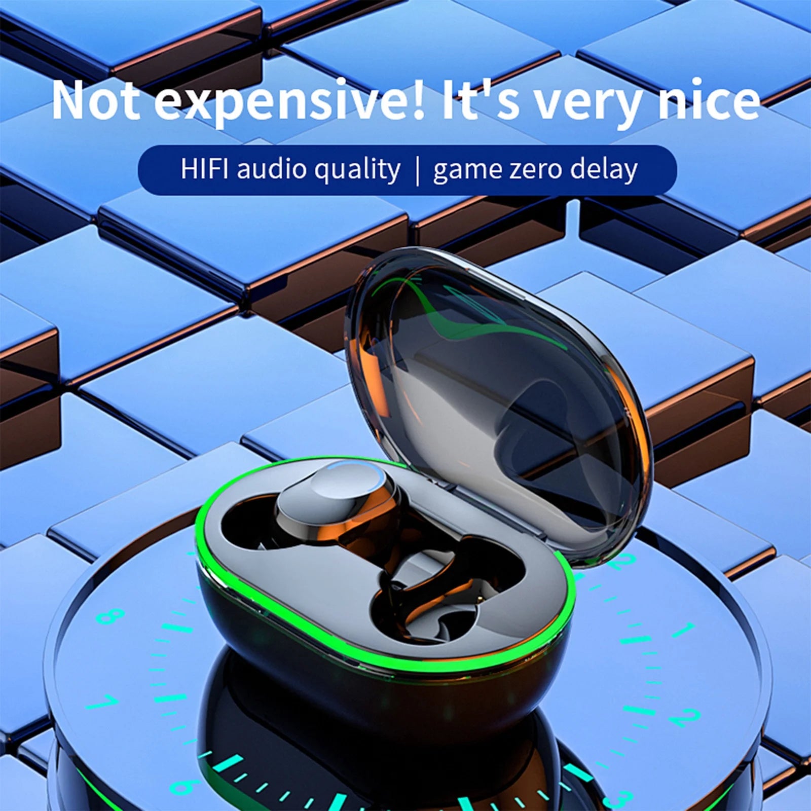 Premium Waterproof Wireless In-Ear Earbuds with Charging Case - Stylish Black