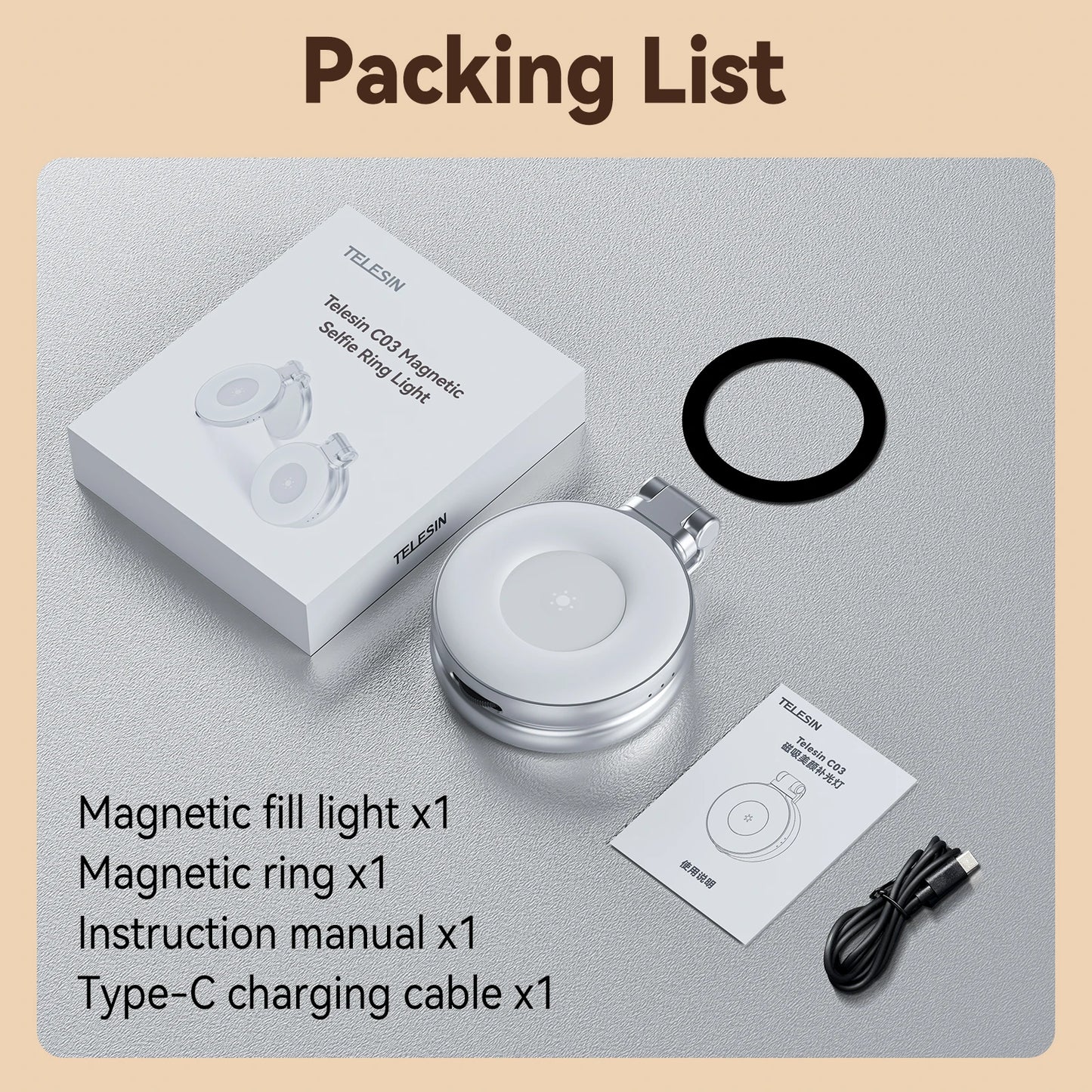 Mini Magnetic Fill Light for Smartphones - 3 Adjustable Brightness Modes for iPhone, Xiaomi, Huawei, and Samsung