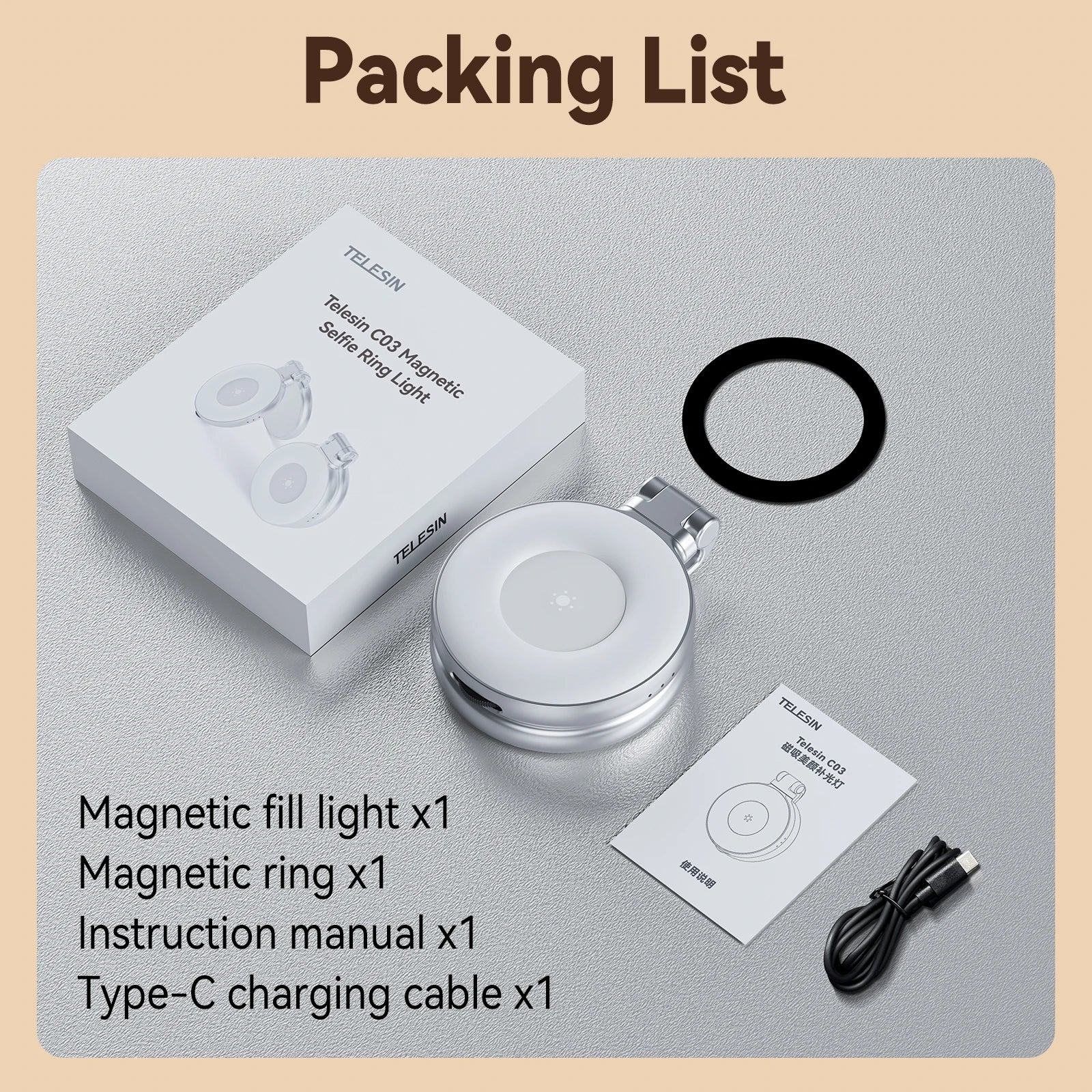 Mini Magnetic Fill Light for Smartphones - 3 Adjustable Brightness Modes for iPhone, Xiaomi, Huawei, and Samsung