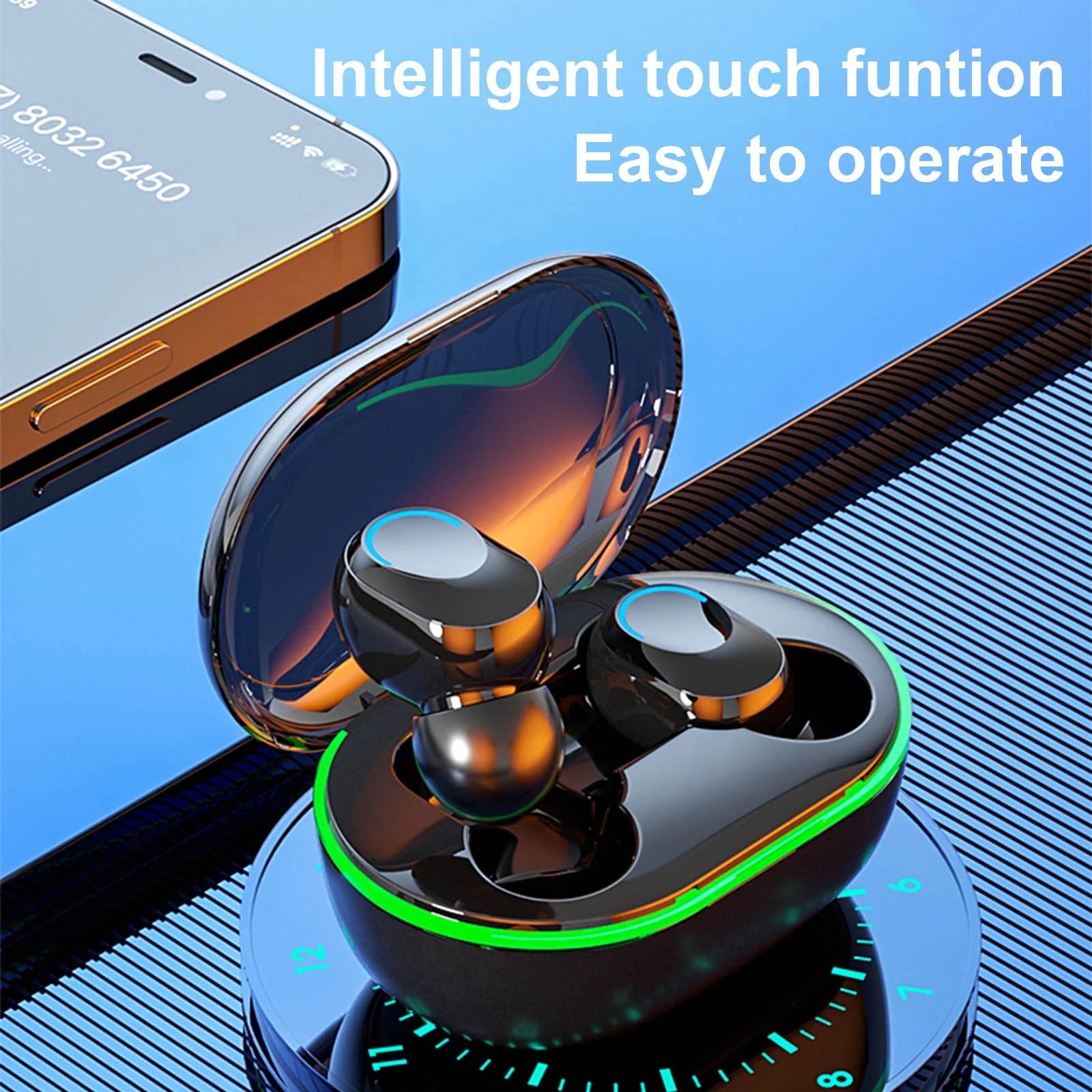 Premium Waterproof Wireless In-Ear Earbuds with Charging Case - Stylish Black