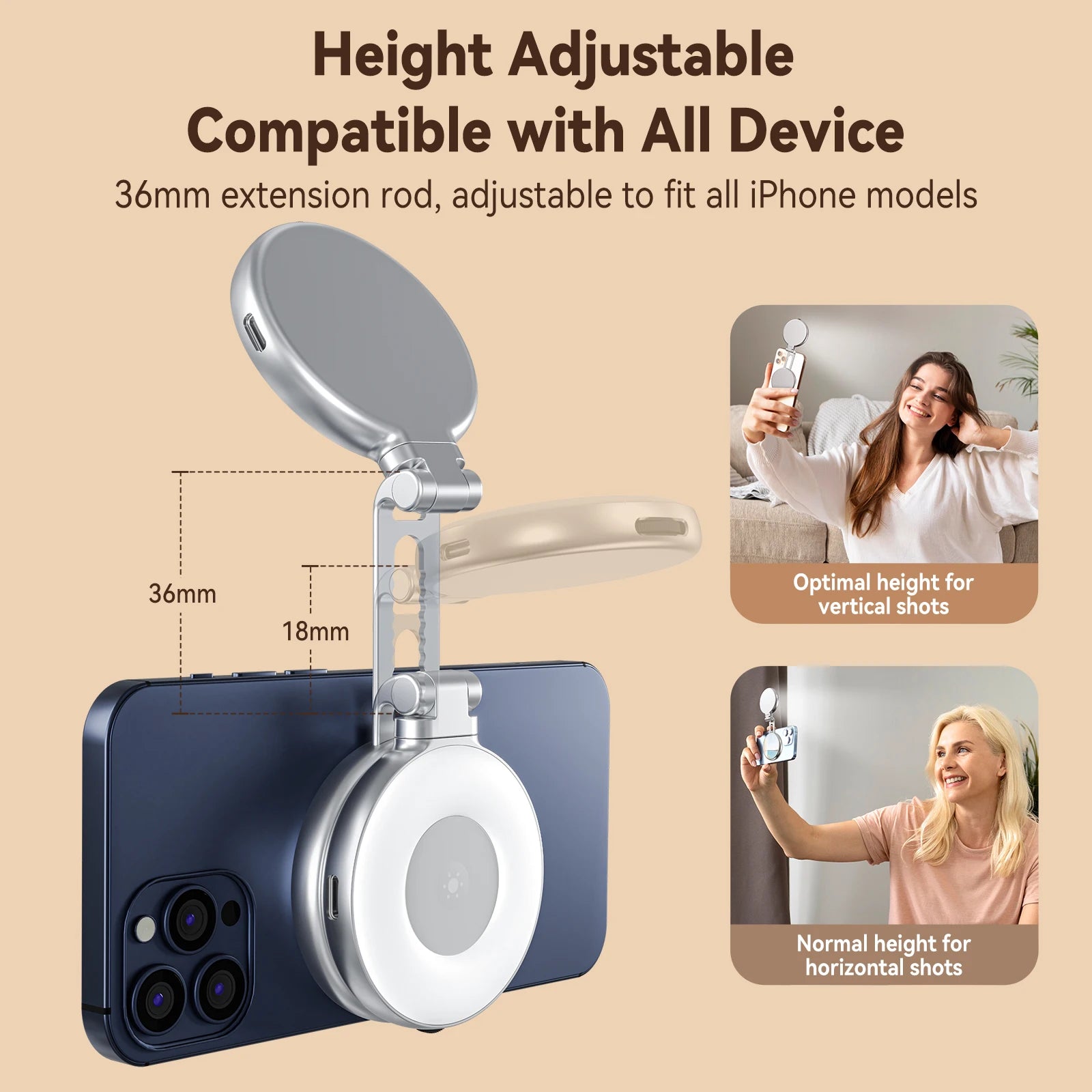Mini Magnetic Fill Light for Smartphones - 3 Adjustable Brightness Modes for iPhone, Xiaomi, Huawei, and Samsung